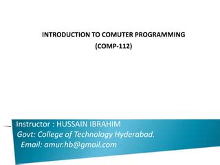 Comp 112 Introduction To Programming Concepts And