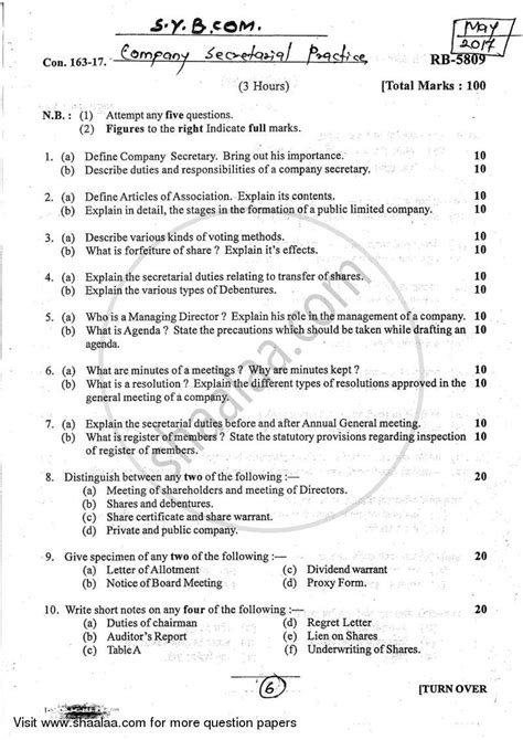 Download Company Secretary Question Papers With Solutions 