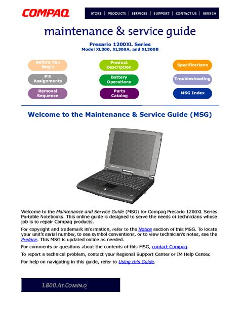 Download Compaq Presario C7000 Maintenance Guide 