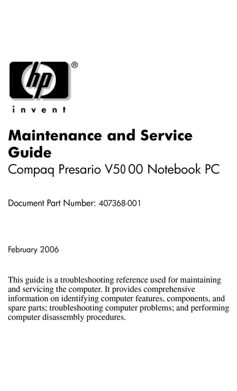 Full Download Compaq Presario V5000 Service Manual Guide 