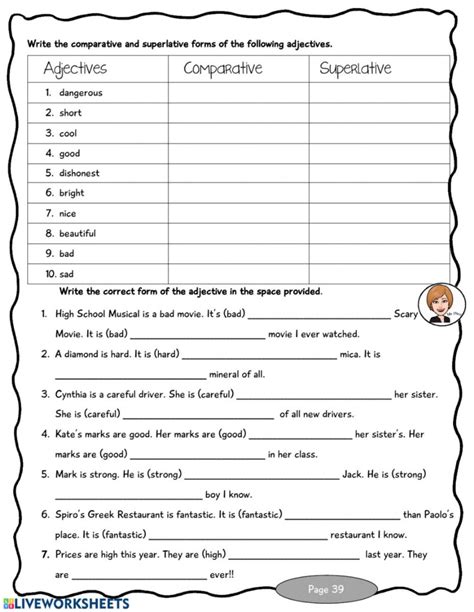 Comparative And Superlative Adjectives Worksheet
