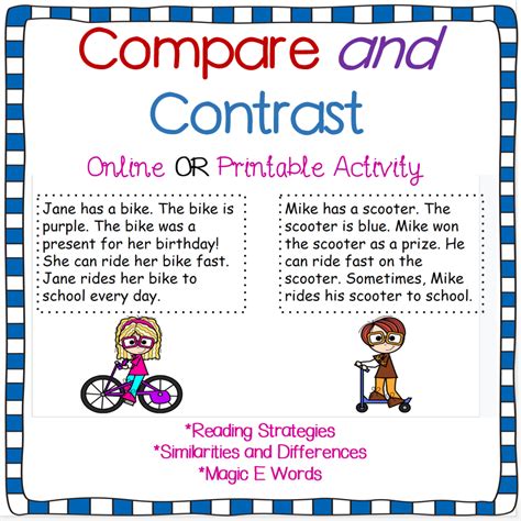 Compare Amp Contrast Activities For Students Glitter In Compare And Contrast Activities 4th Grade - Compare And Contrast Activities 4th Grade