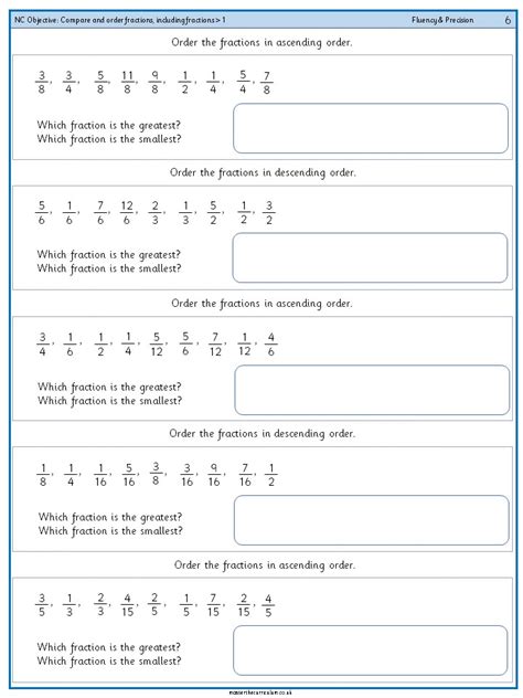 Compare And Order Fractions Including Fractions Gt 1 Ordering Fractions Interactive - Ordering Fractions Interactive