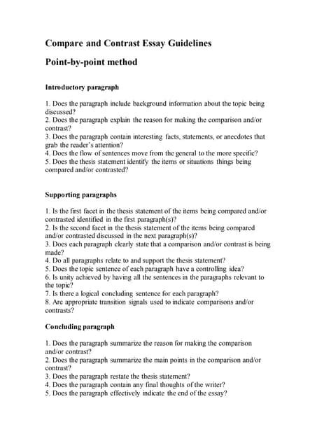 Read Online Compare And Contrast Essay Guidelines 