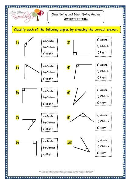 Comparing And Naming Angles 4th Grade Math Worksheets Angles Worksheet For 4th Grade - Angles Worksheet For 4th Grade