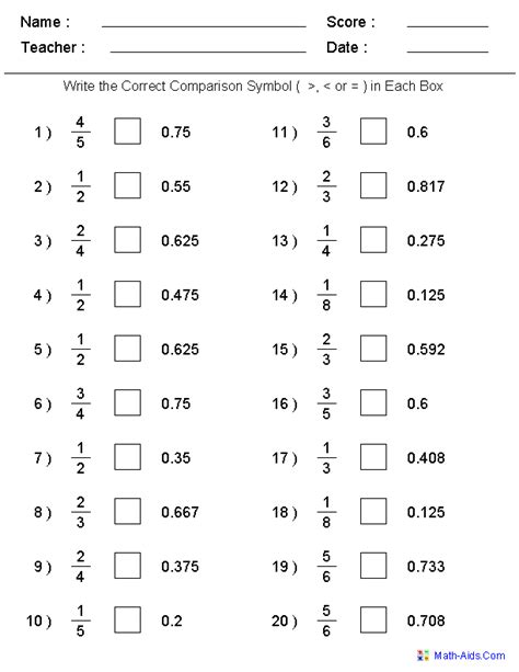 Comparing Decimals And Fractions Mathematics For The Liberal Compare Decimals And Fractions - Compare Decimals And Fractions