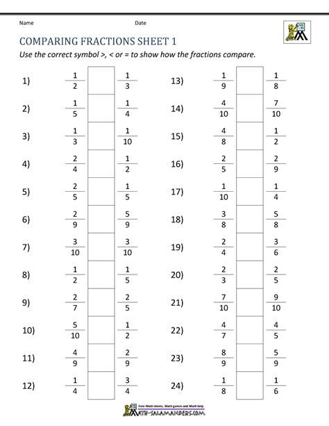 Comparing Fractions With Different Denominators Free Printable Fractions With Different Denominators - Fractions With Different Denominators
