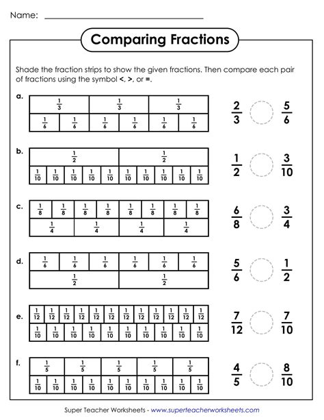 Comparing Fractions Worksheets Math Worksheets 4 Kids Comparing Unlike Fractions Worksheet - Comparing Unlike Fractions Worksheet