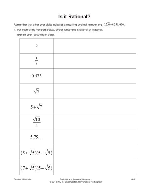 Comparing Irrational Numbers Worksheet Irrational Numbers Worksheet - Irrational Numbers Worksheet