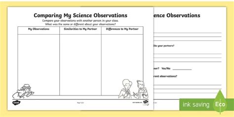 Comparing My Science Observations Worksheets Teacher Made Twinkl Science Experiment Observation Sheet - Science Experiment Observation Sheet