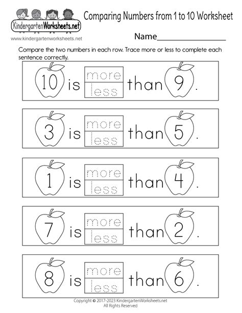 Comparing Numbers Up To 10 Worksheets Kindergarten Comparing Numbers Worksheets - Kindergarten Comparing Numbers Worksheets