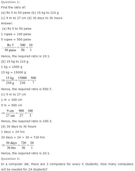 Comparing Quantities Worksheet For Class 7 Maths Chapter Unit Ix Worksheet 1 Answers - Unit Ix Worksheet 1 Answers