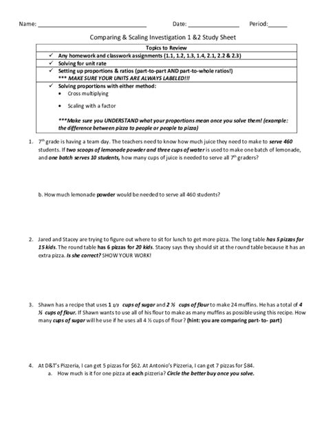 Read Comparing Scaling Investigation 3 Homework Answers 