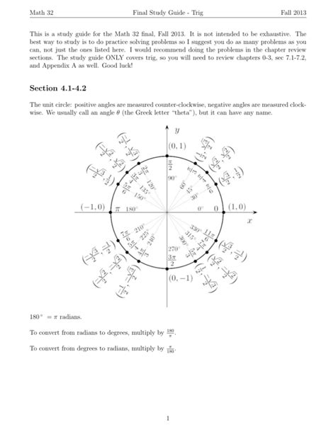 Read Online Compass Trigonometry Study Guide 