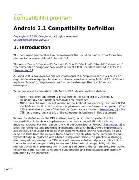 Compatibility Definition Document