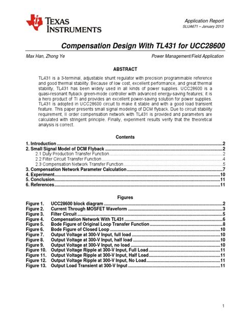 Read Compensation Design With Tl431 For Ucc28600 