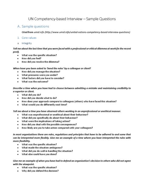 Competency Based Interview Questions Sample