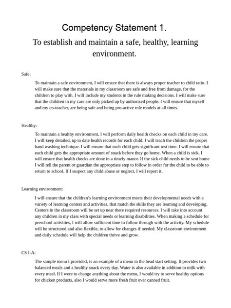 Competency Statement 1