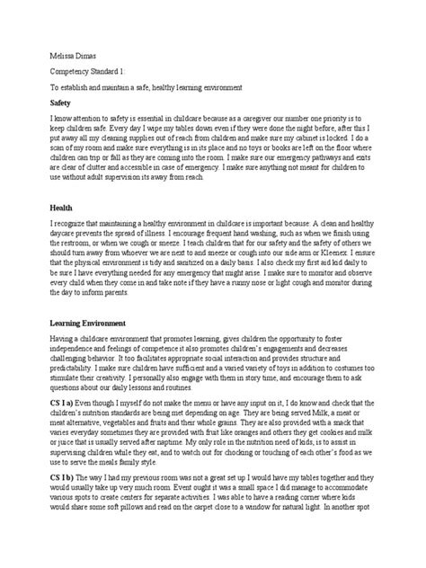 Competency Statement 1 For Cda