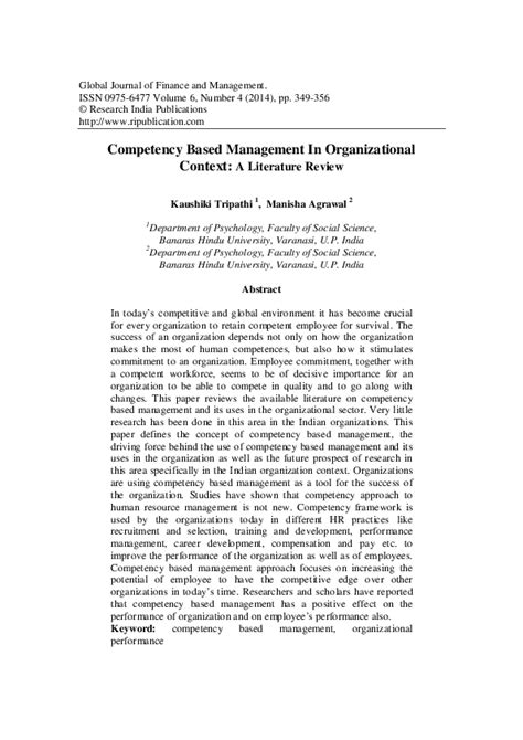 Read Competency Based Management In Organizational Context A 