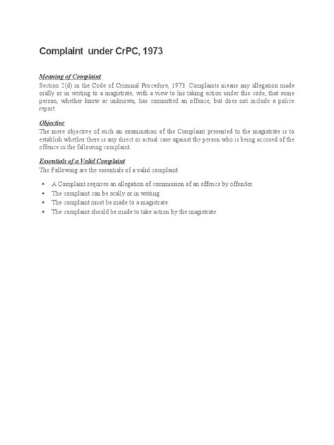Complaint Under Crpc