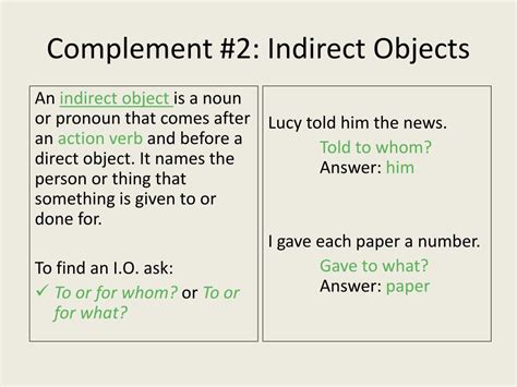 Complement Object Indirect