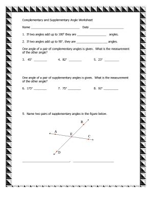 Complementary And Supplementary Angles Worksheets With Answers