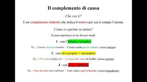 Complemento Di Causa Latino