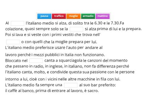 Completate Il Testo Con Le Parole Mancanti