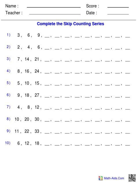 Complete Skip Counting Series   Pdf Complete The Skip Counting Series Brainchimp - Complete Skip Counting Series