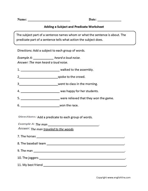 Complete Subject And Predicate Worksheet Adding Predicates Worksheet 2nd Grade - Adding Predicates Worksheet 2nd Grade