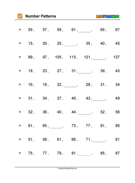 Complete The Number Pattern Worksheets 99worksheets Complete The Pattern Numbers - Complete The Pattern Numbers