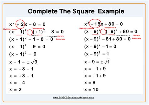 Complete The Square Worksheet Solving By Completing The Square Worksheet - Solving By Completing The Square Worksheet
