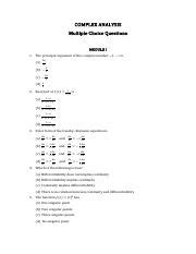Complex Analysis Multiple Choice Questions With Answers