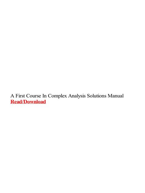 Complex Analysis Solutions Manual Download