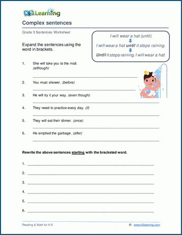 Complex Sentences Worksheet K5 Learning Writing Complex Sentences Worksheet - Writing Complex Sentences Worksheet