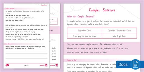 Complex Sentences Worksheet Teacher Made Twinkl Simple And Complex Sentences Worksheet - Simple And Complex Sentences Worksheet