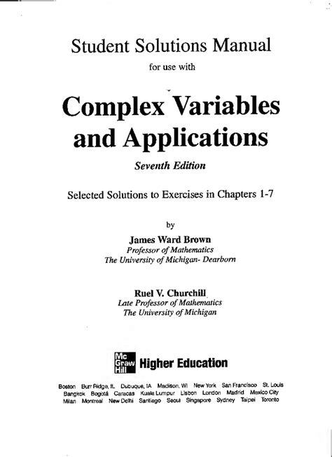 Complex Variables And Application Student Solution Manual