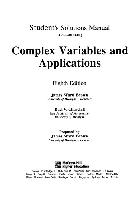 Complex Variables Applications Solutions 8th