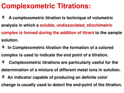 Complexation In Analytical Chemistry