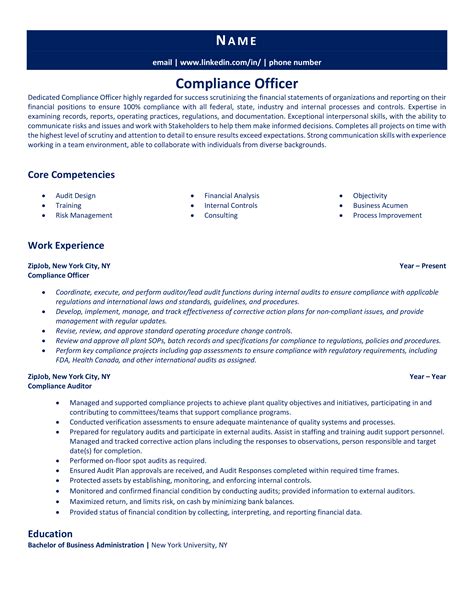 Compliance Officer Resume Example Compliance Resume - Compliance Resume