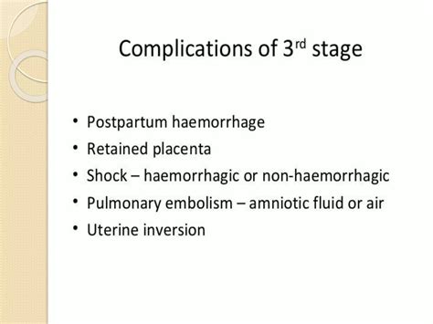 Complications Of Third Stage Of Labour