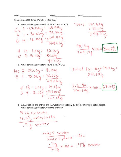 Composition Of Hydrates Worksheet Red Book Docsity Composition Of Hydrates Worksheet Answers - Composition Of Hydrates Worksheet Answers