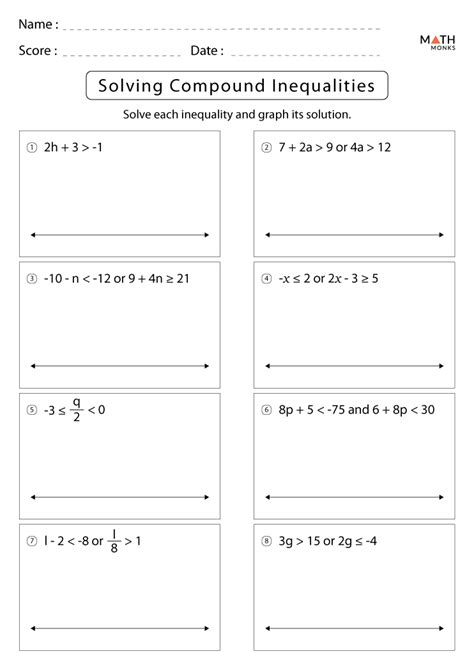 compound inequalities worksheet with answers