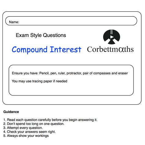 Compound Interest Practice Questions Corbettmaths Compound Interest Worksheet - Compound Interest Worksheet