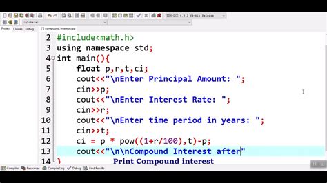 Compound Interest Program In C