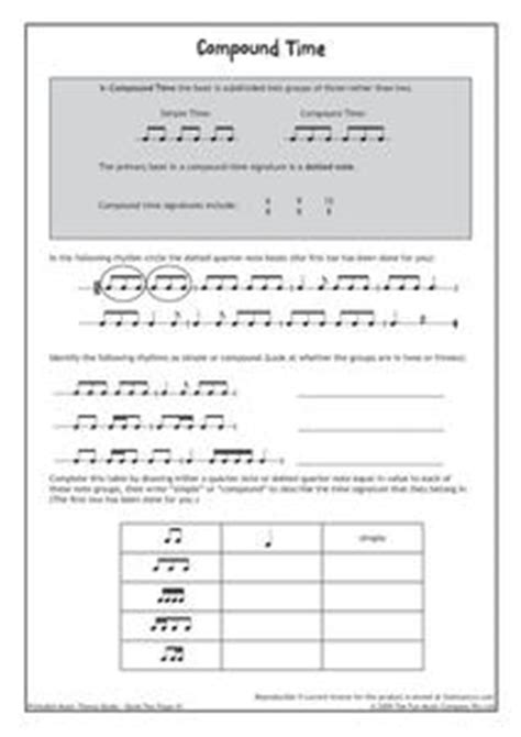 Compound Time Handout For 2nd 12th Grade Lesson Simple And Compound Time Signatures Worksheet - Simple And Compound Time Signatures Worksheet