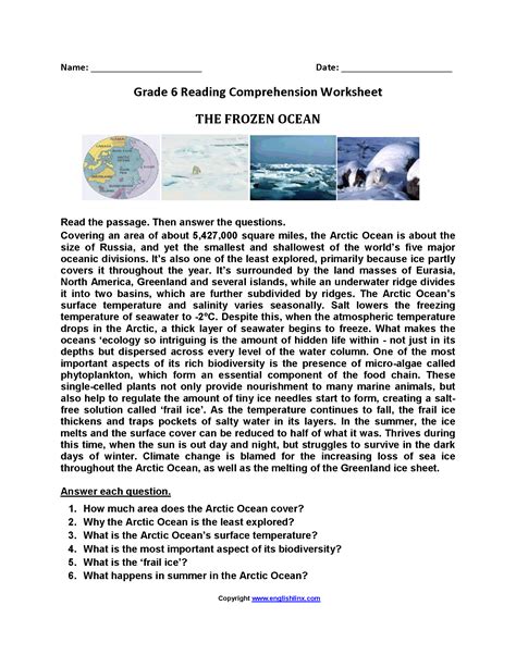 comprehension passages with questions and answers for grade 6