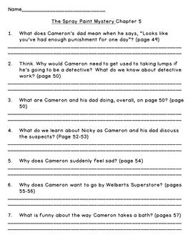 Read Comprehension Questions For The Spray Paint Mystery 