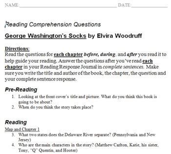 Read Comprehension Test For George Washington Socks 